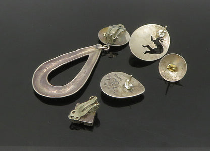ZUNI NAVAJO 925 Silver Vintage Multi Stone 6 Pcs Lot Single Earrings EG11249
