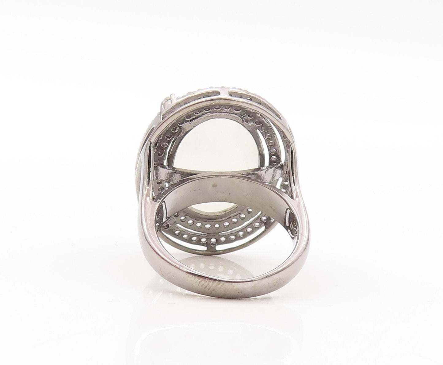 925 Sterling Silver Vintage Ring Large Gemstone Halo Topaz Rings  Sz 7 RG30845