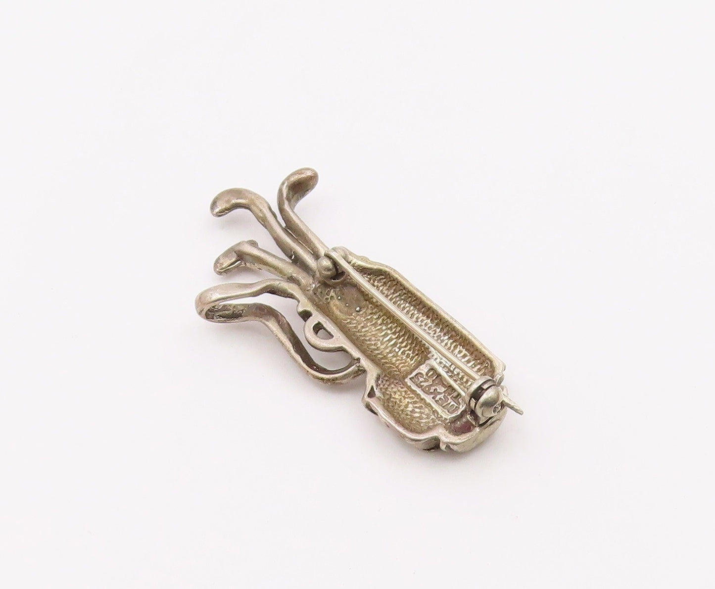 MEXICO 925 Silver  Vintage Bag Of Golf Clubs Sports Motif Brooch Pin  BP8905