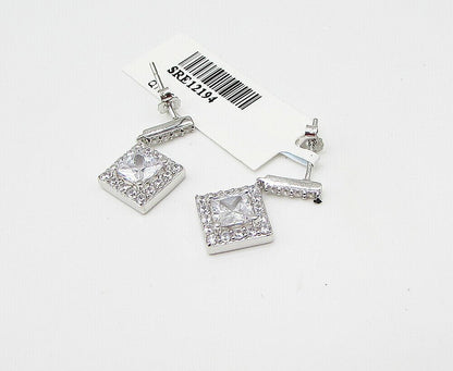 925 Sterling Silver White Topaz & Cubic Zirconia Stud Drop Earrings EG1447