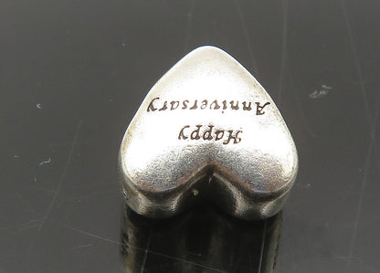 PANDORA 925 Silver & 14K GOLD  Vintage Two Tone Heart Slide Pendant  PT17862