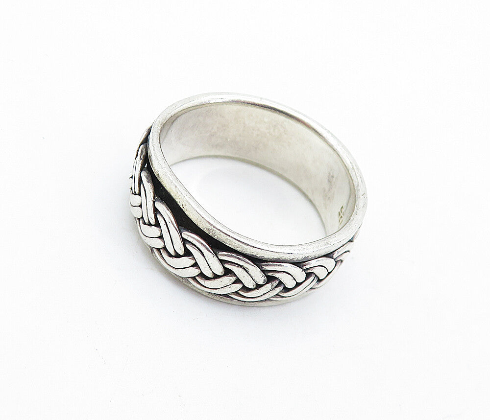 925 Sterling Silver  Vintage Raised Braided Design Band Ring Sz 12.5  RG5857