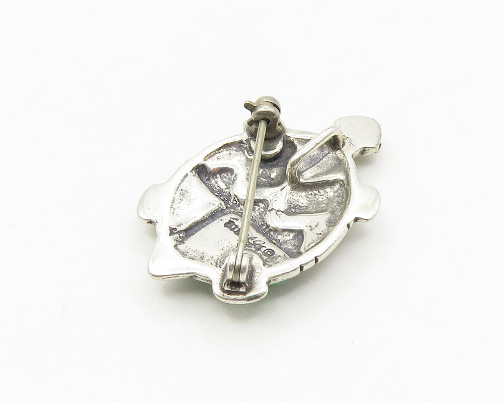 CAROLYN POLLACK RELIOS 925 Silver  Vintage Turquoise Turtle Brooch Pin  BP7268