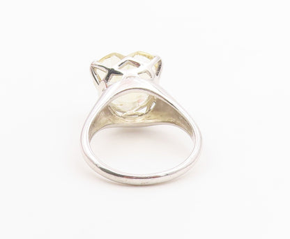 925 Sterling Silver Vintage Ring Heart Shape Citrine Solitaire  Sz 11  RG36497