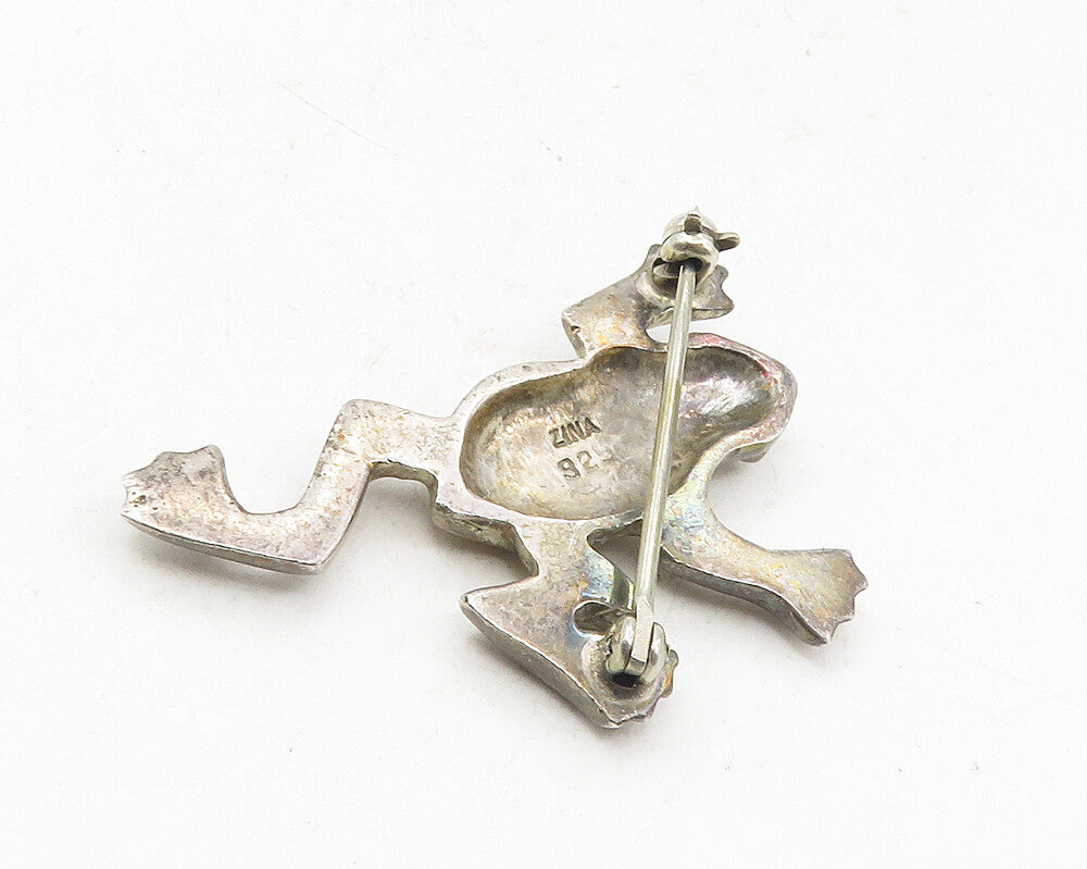 ZINA 925 Sterling Silver  Vintage Dark Tone Frog Motif Brooch Pin  BP3626