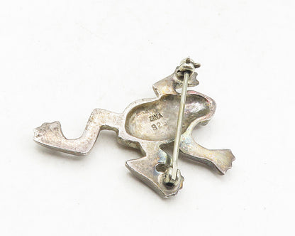 ZINA 925 Sterling Silver  Vintage Dark Tone Frog Motif Brooch Pin  BP3626