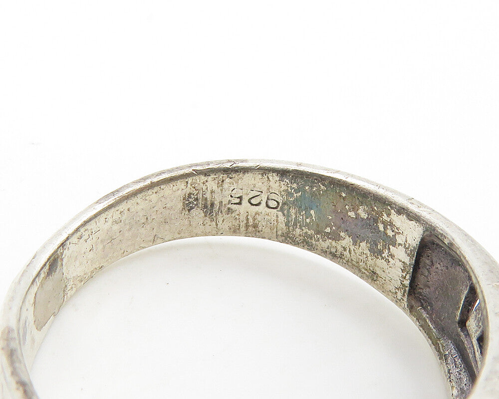 925 Sterling Silver  Vintage Shiny Greek Key Cutout Band Ring Sz 8  RG18479