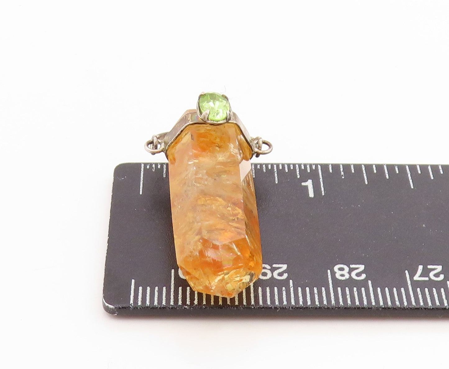 925 Sterling Silver Vintage Pendant Peridot & Citrine Crystal Charm  PT26191