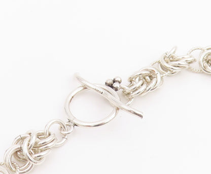 925 Sterling Silver Vintage Necklace Elegant Intricate Link Floral Chain  NE4875