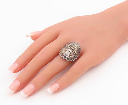 925 Sterling Silver Vintage Ring Balinese Demon Queen Band  Sz 7.5  RG34206
