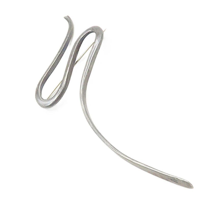 925 Sterling Silver  Vintage Oxidized Swirl Scribble Large Brooch Pin  BP4350