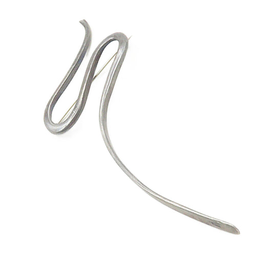 925 Sterling Silver  Vintage Oxidized Swirl Scribble Large Brooch Pin  BP4350