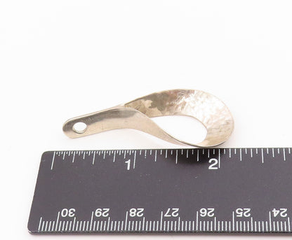 925 Sterling Silver Vintage Pendant Modernist Hammered Twisted Loop  PT25282