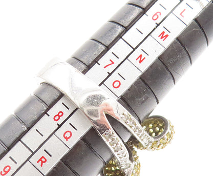 925 Silver  Vintage Yellow & White Topaz Butterfly Ring Sz 7.75  RG26141