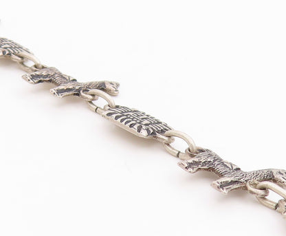 925 Sterling Silver Vintage Bracelet Antique Dark Tone Camel & Man Face  BT11309