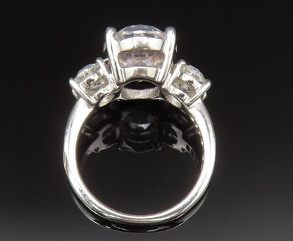 ESPO 925 Silver  Vintage Three Stone Oval Cubic Zirconia Ring Sz 6.5  RG25419