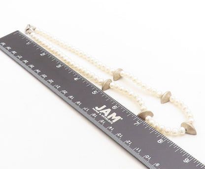 925 Sterling Silver  Vintage Petite Freshwater Pearls Beaded Necklace  NE1131