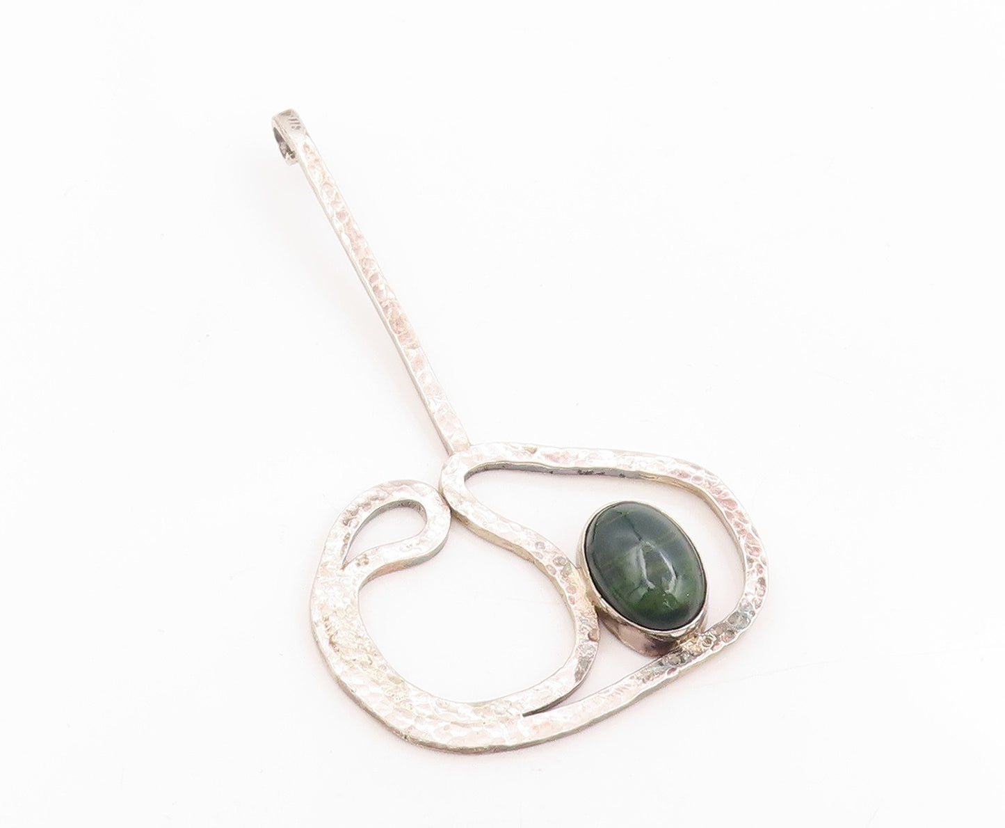 925 Sterling Silver Vintage Pendant Cabochon Gemstone Modernist Locket  PT25448