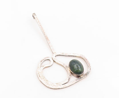 925 Sterling Silver Vintage Pendant Cabochon Gemstone Modernist Locket  PT25448