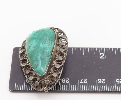 ISRAEL 925 Silver  Vintage Cabochon Cut Eilat Stone Twist Brooch Pin  BP7329