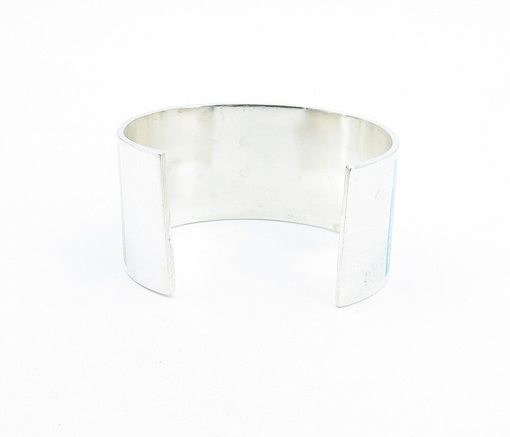 CAROLEE 925 Sterling Silver  Enamel Geometric Pattern Cuff Bracelet  BT2206