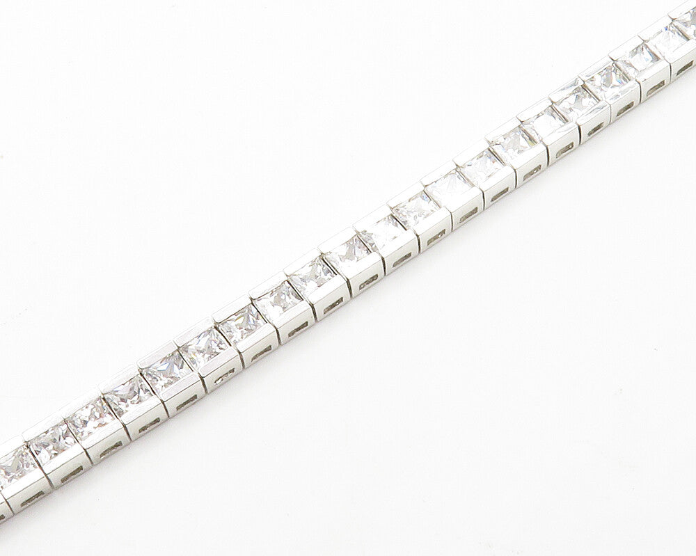 ROSS SIMON 925 Silver Sparkling Cubic Zirconia Box Chain Necklace  NE2386