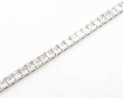 ROSS SIMON 925 Silver Sparkling Cubic Zirconia Box Chain Necklace  NE2386