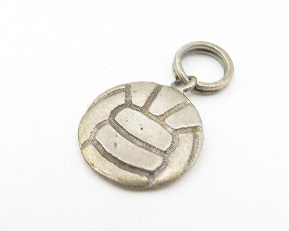 925 Sterling Silver  Vintage Dark Tone Volley Ball Sport Motif Pendant  PT8968