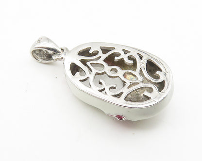 925 Sterling Silver  Shiny Enamel Coated Floral Shoe Motif Pendant  PT8229