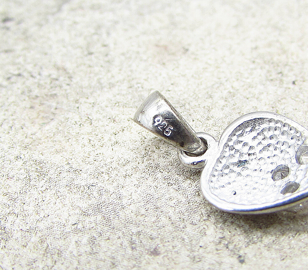 925 Sterling Silver  White Cubic Zirconia Love Heart Pendant  PT1520