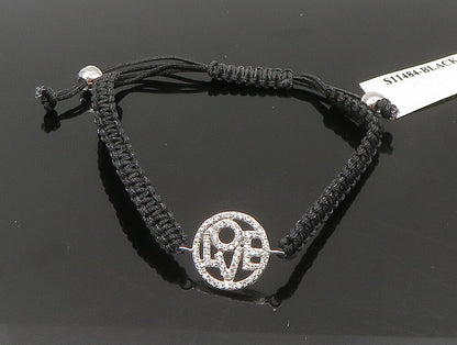 925 Sterling Silver  Cubic Zirconia Love Adjustable Friendship Bracelet  BT1075