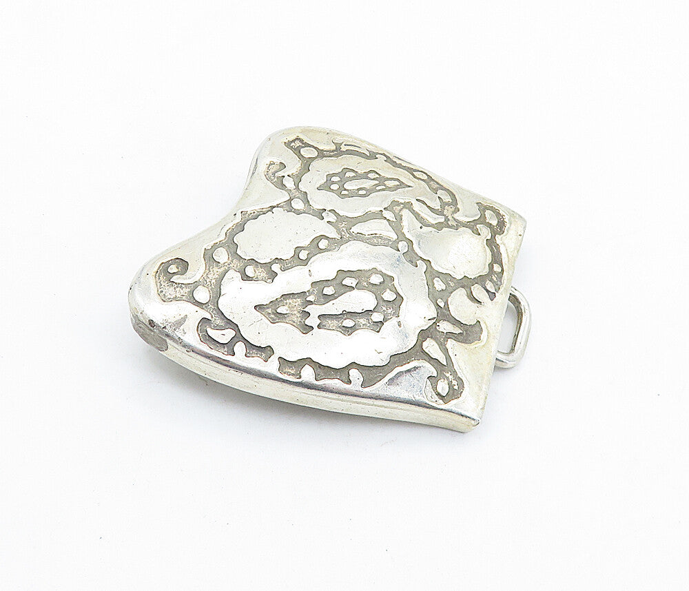 MEXICO 925 Sterling Silver  Vintage Etched Abstract Design Belt Buckle  TR1261