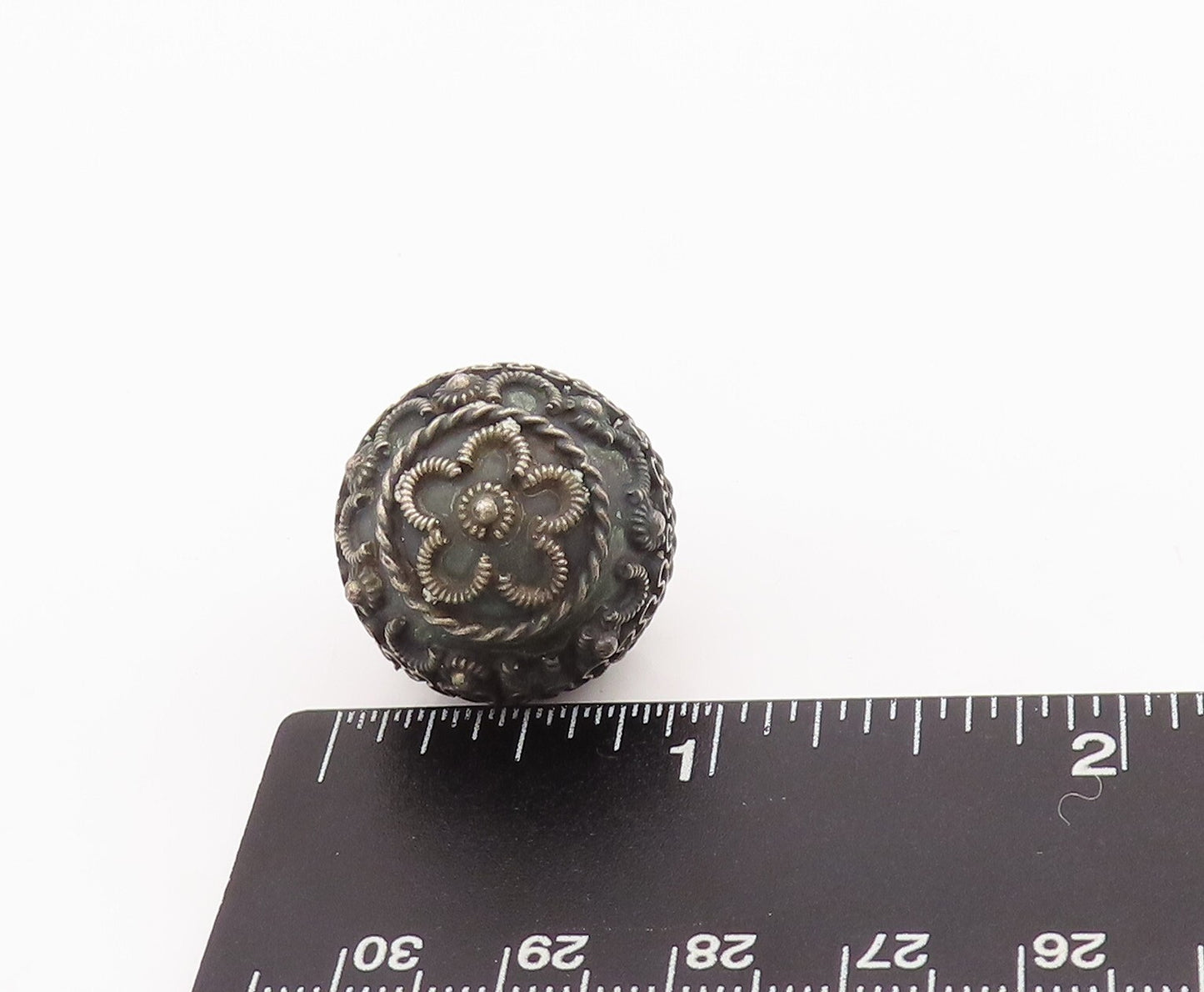 925 Sterling Silver Vintage Pendant MEXICO Carved Rattling Sphere  PT23414