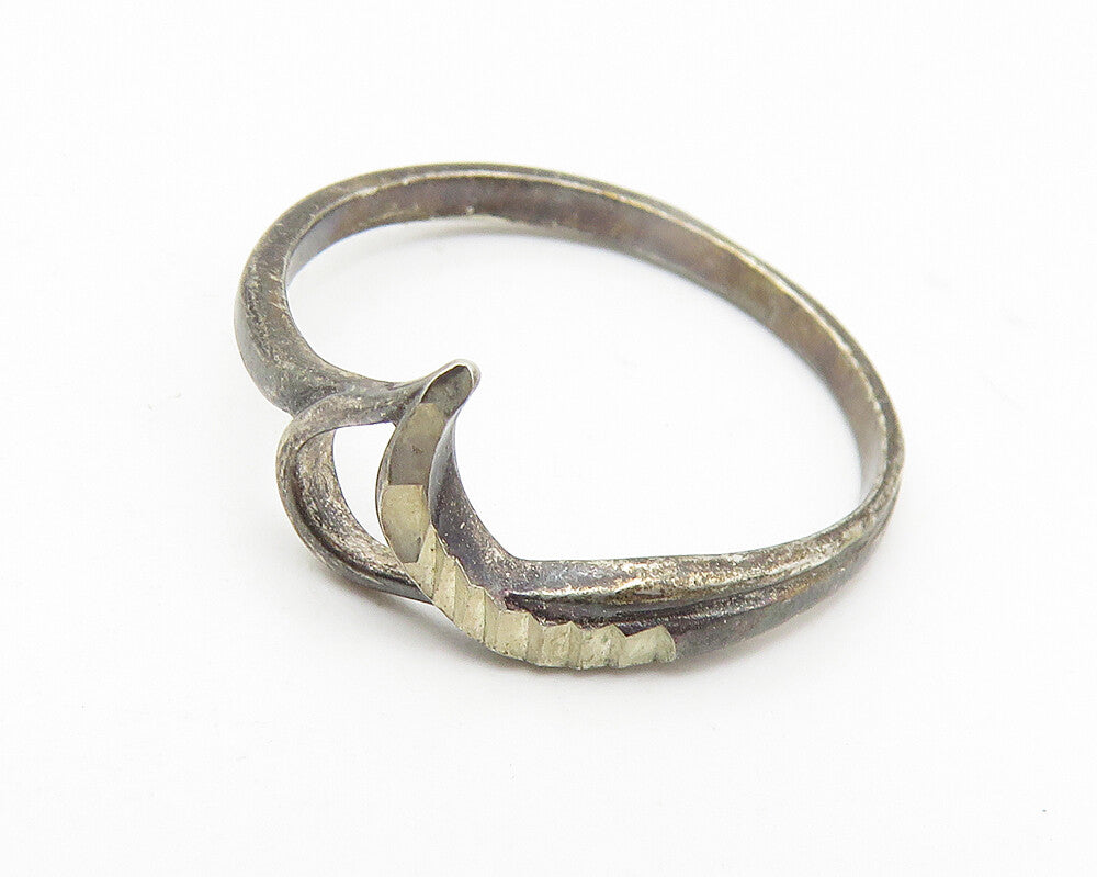 925 Sterling Silver  Vintage Petite Open Love Heart Band Ring Sz 6  RG10726