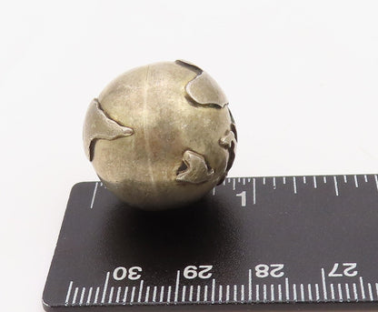 925 Sterling Silver Vintage Pendant Solid Carved Rattling Globe  PT23566