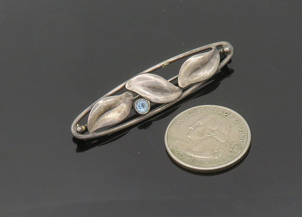 HANDARBEIT GERMANY 925 Silver  Vintage Antique Topaz Floral Brooch Pin  BP8025