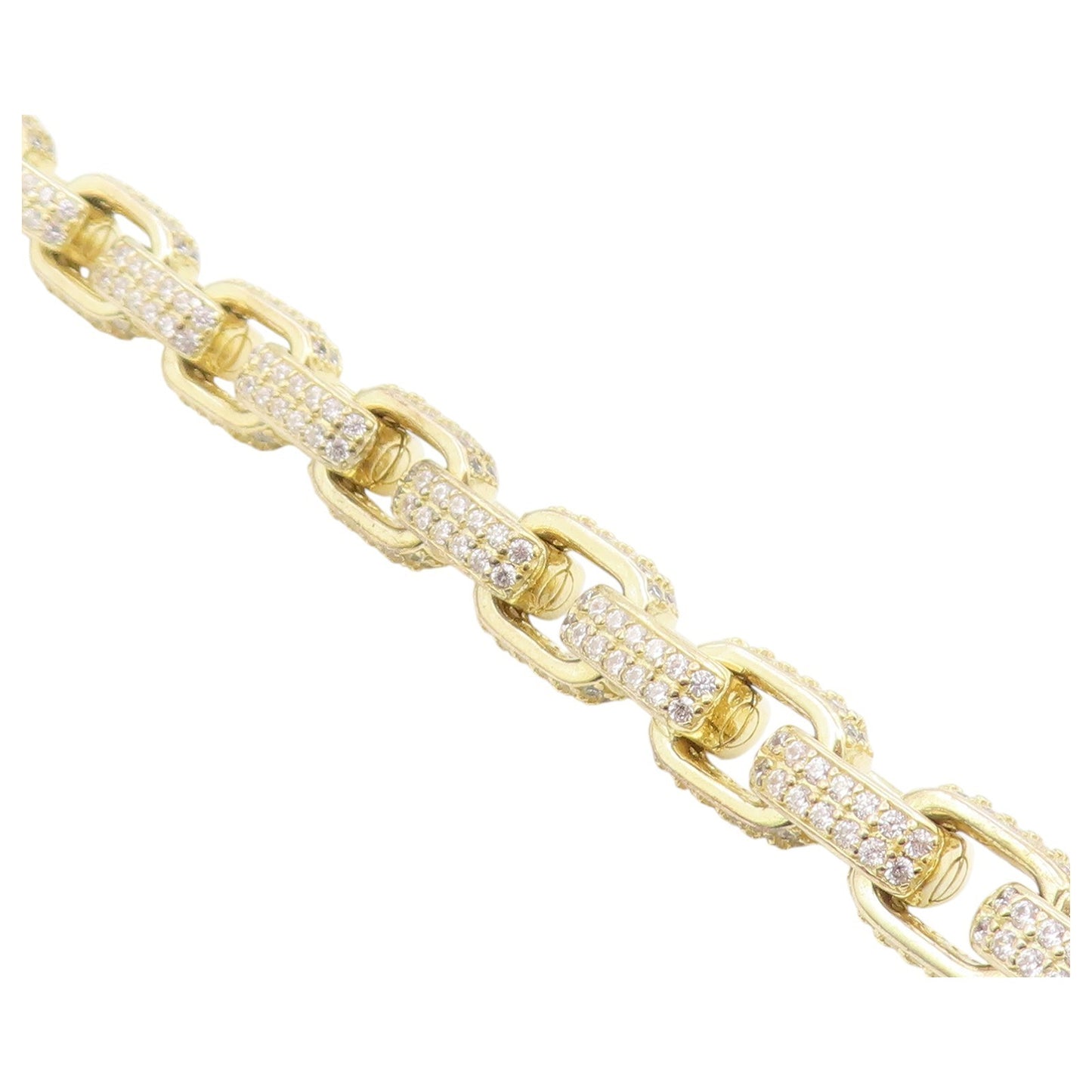 925 Sterling Silver Vintage Bracelet Gold Plated CZ Interlocking Square  BT12194