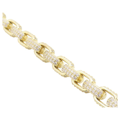 925 Sterling Silver Vintage Bracelet Gold Plated CZ Interlocking Square  BT12194