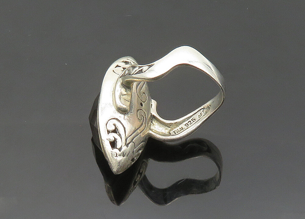DESIGNER 925 Silver  Vintage Hematite Swirl Cocktail Ring Sz 9.5  RG20079