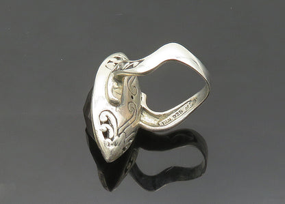DESIGNER 925 Silver  Vintage Hematite Swirl Cocktail Ring Sz 9.5  RG20079