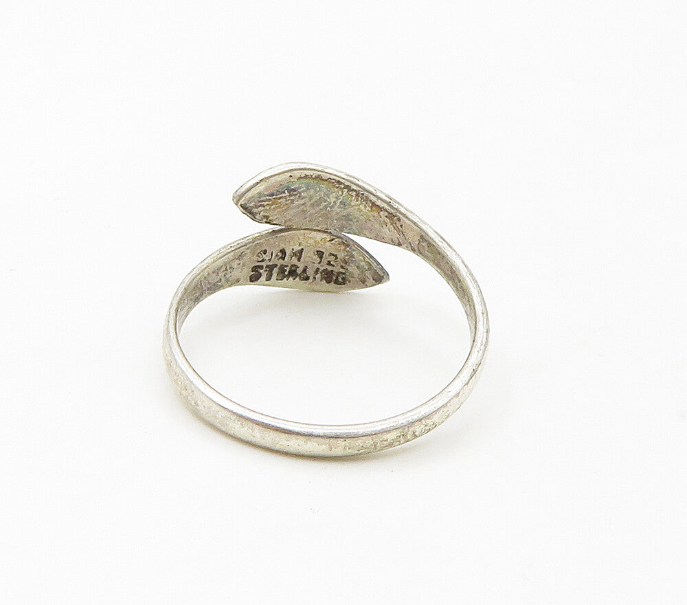 SIAM 925 Sterling Silver  Vintage Enamel Dancers Bypass Ring Sz 5.5  RG17010