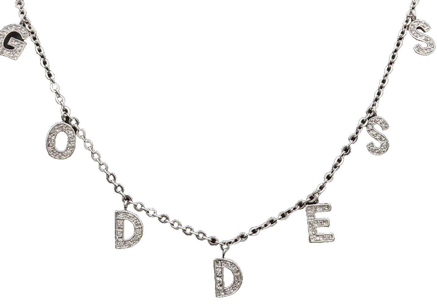 925 Sterling Silver  Vintage Dangling Letters Goddess CZ Necklace  NE4037