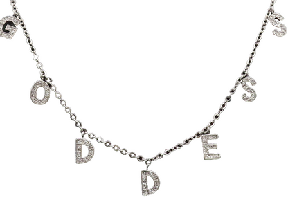 925 Sterling Silver  Vintage Dangling Letters Goddess CZ Necklace  NE4037