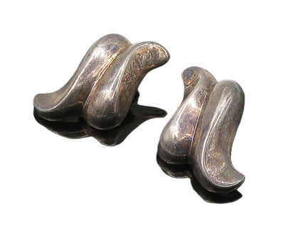ZINA 925 Sterling Silver  Vintage Hollow Swirled Non Pierce Earrings  EG11162