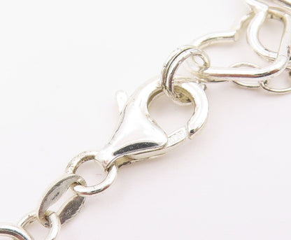 925 Sterling Silver Vintage Necklace Interlocking Open Love Heart Chain  NE4939