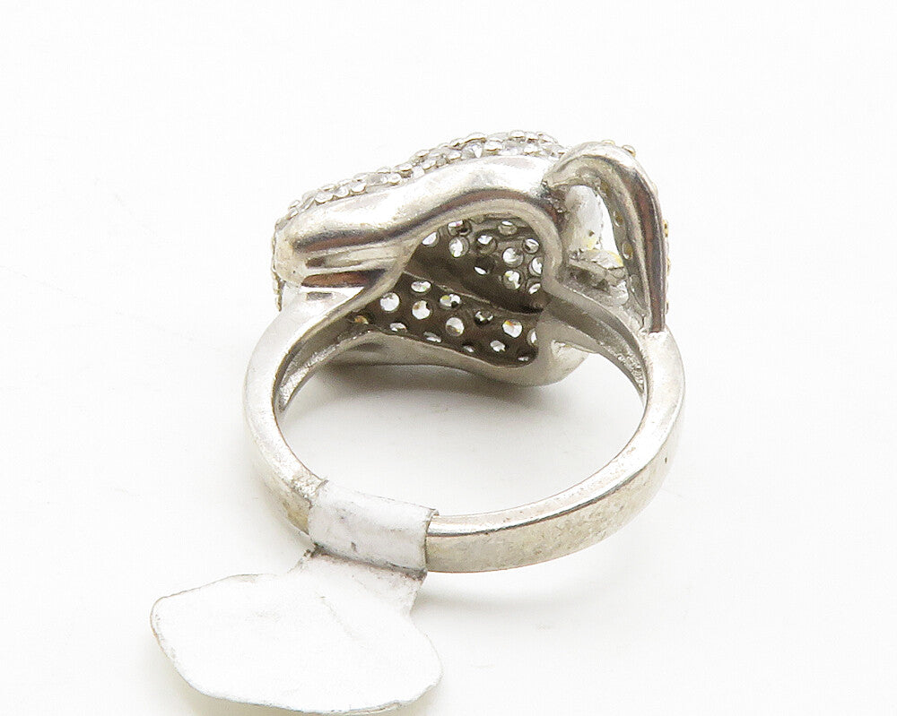 925 Sterling Silver  Cubic Zirconia 2 Tone Fruit Cocktail Ring Sz 6  RG13780