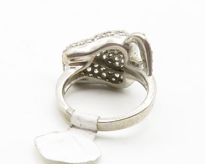 925 Sterling Silver  Cubic Zirconia 2 Tone Fruit Cocktail Ring Sz 6  RG13780