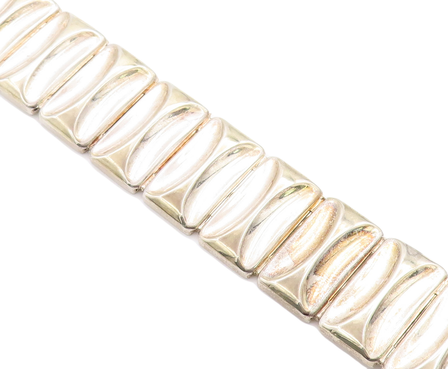 925 Sterling Silver  Vintage Shiny Hollow Panel Link Chain Bracelet  BT1623