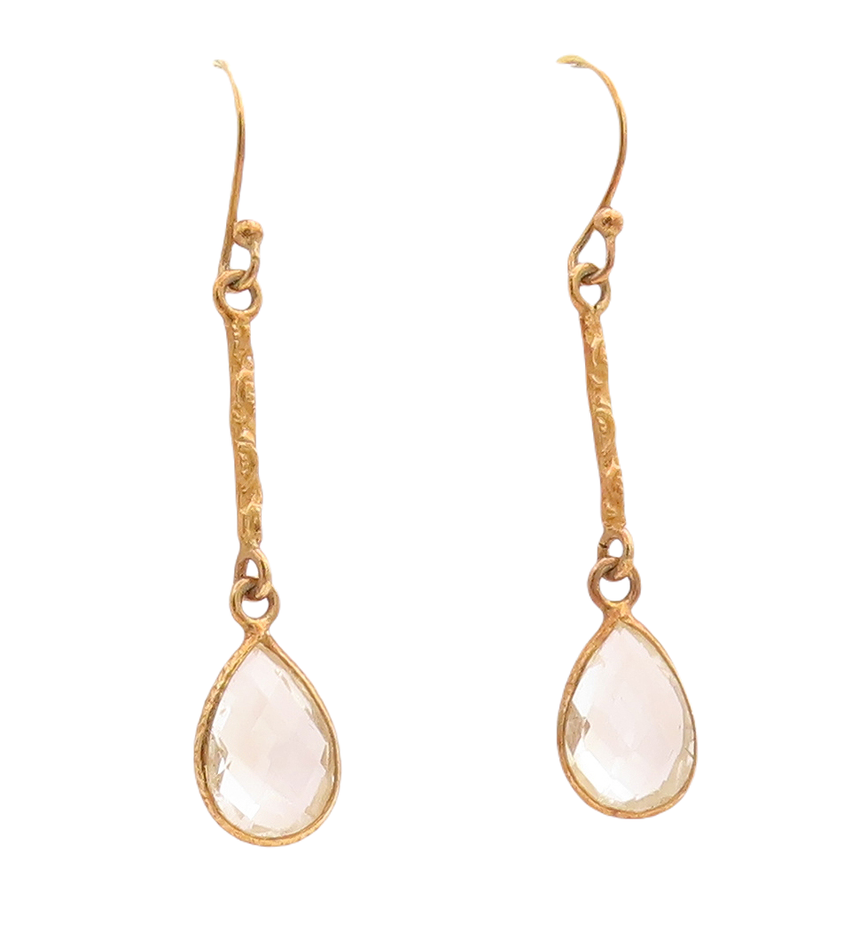925 Sterling Silver Vintage Earrings Gold Plated Dangling Drop Cut CZ  EG13269