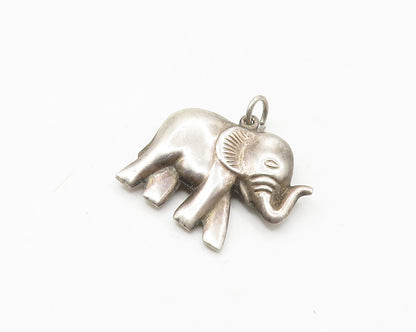 925 Sterling Silver  Vintage Shiny Hollow Elephant Drop Pendant  PT14489